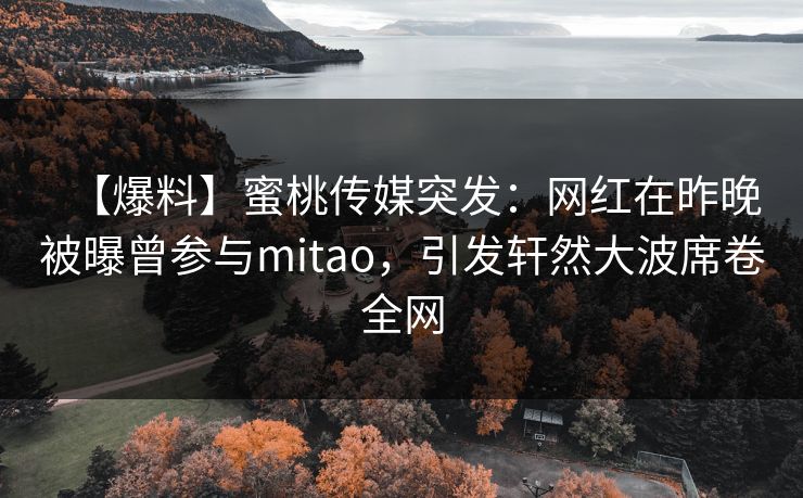 【爆料】蜜桃传媒突发:网红在昨晚被曝曾参与mitao,引发轩然大波席卷全网