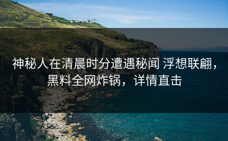 神秘人在清晨时分遭遇秘闻 浮想联翩，黑料全网炸锅，详情直击
