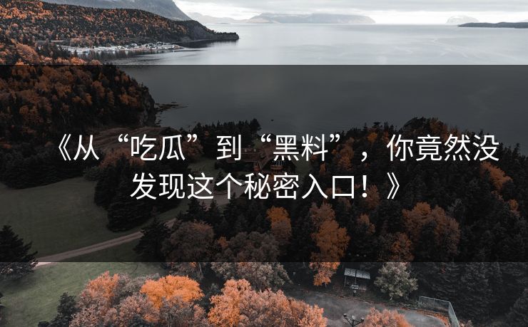 《从“吃瓜”到“黑料”，你竟然没发现这个秘密入口！》  第1张