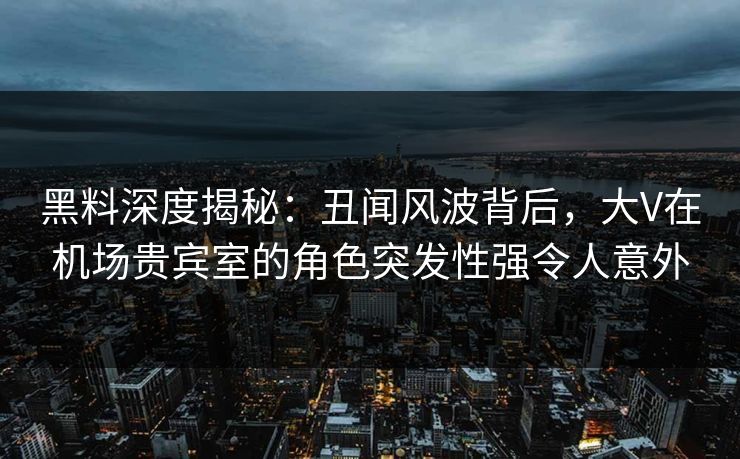 黑料深度揭秘：丑闻风波背后，大V在机场贵宾室的角色突发性强令人意外