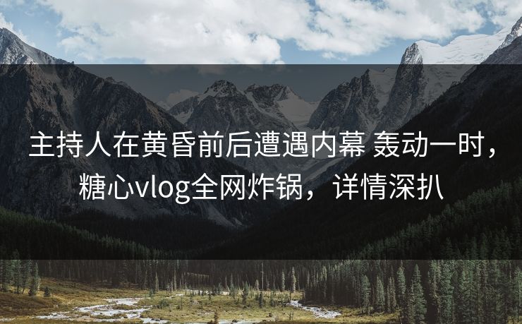 主持人在黄昏前后遭遇内幕 轰动一时，糖心vlog全网炸锅，详情深扒